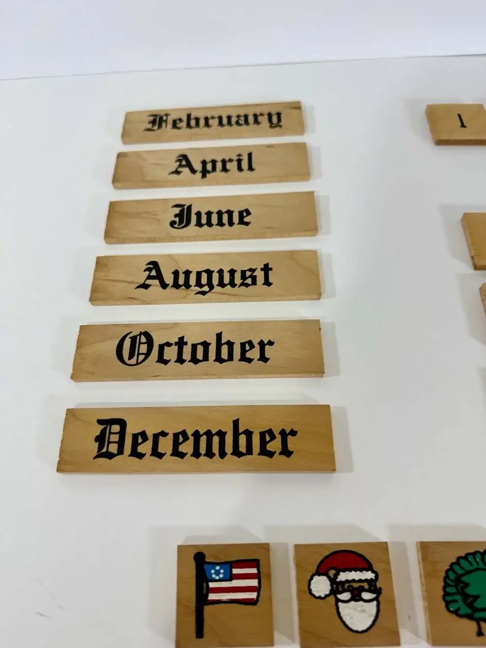 Vintage Handcrafted Wooden Perpetual Calendar Tiles *see description
